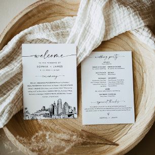 Invitation Miami Skyline Wedding Program 5x7 Flat Card