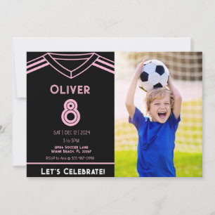 Invitation Miami, soirée de football rose et noir Photo Anniv