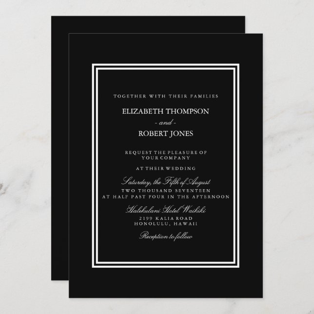 Invitation Miami Vice Black Florida Couleurs du soleil (Devant / Derrière)