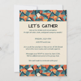 Invitation Mid-Century Geometric Teal & Orange | Custom