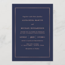 Midnight Blue et Faux Rose Gold Mariage frontière