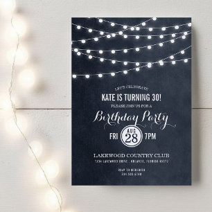Invitation Midnight String Lights Anniversaire Fête Invitatio