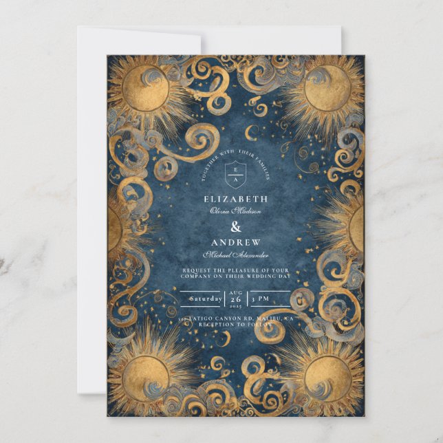 Invitation Midnight Sun Celestial Wedding (Devant)