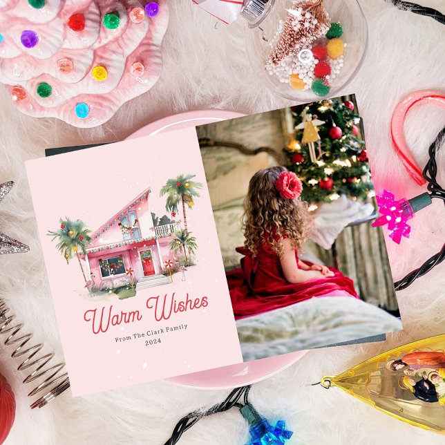 Invitation Midsiècle Maison moderne Pink Noël (Créateur téléchargé)