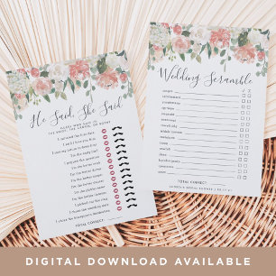 Invitation Midsummer Floral Double-Sided Bridal Shower Game