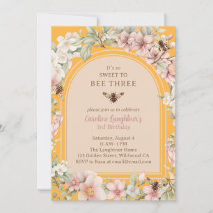 Invitation Miel Bee Enchanted Garden Troisième anniversaire