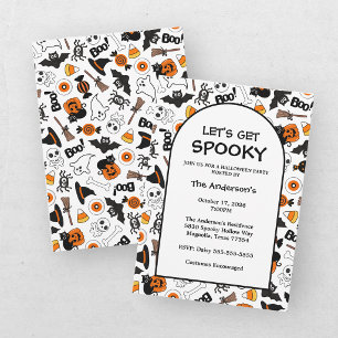Invitation Mignon et Effrayant Halloween Noir et Orange