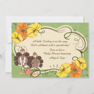 Invitation Mignon fille Turquie Thanksgiving Baby shower