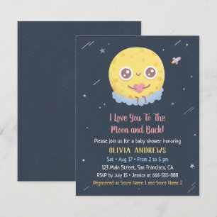 Invitation Mignon Je T'Aime Jusqu'à la Lune et Retour Baby Sh