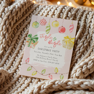 Invitation Mignon Jingle & Mingle Fête de Noël Rose