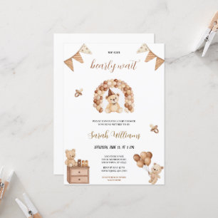 Invitation mignon on peut attendre brun ours babyshower