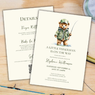 Invitation Mignon Ours Pêcheur est en route Baby Shower