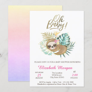 Invitation Mignon paresseux endormi Oh bébé Été Baby Shower 