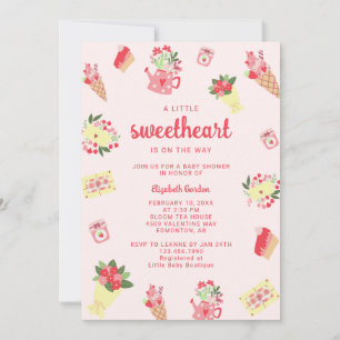 Invitation Mignon Petit Chéri en Route Baby Shower rose