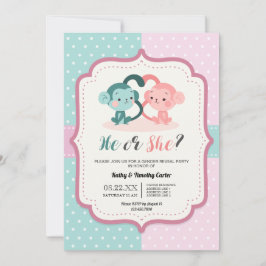 Invitation mignon singe pois genre révéler le coeur de la fêt
