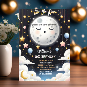 Invitation mignon Space nuit ciel Two The Moon 2e Anniversair