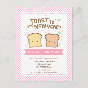 Invitation Mignon Toast à la Nouvelle Année Pun Confetti Fête