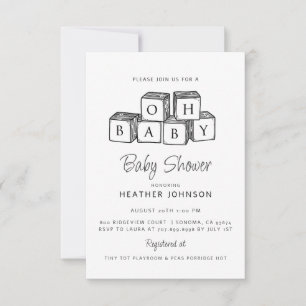 Invitation Mignonne Baby shower de sexe neutre Oh Baby
