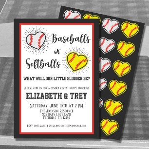 Invitation Mignonne Baseballs ou Softballs Genre Révéler