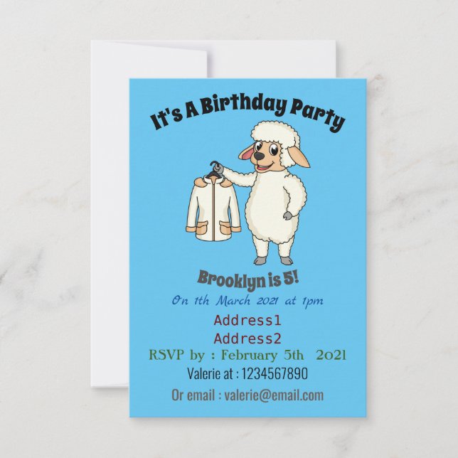 Invitation Mignonne brebis avec blouson (Devant)