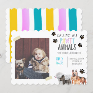 Invitation Mignonne chien fête d'anniversaire animal enfant i
