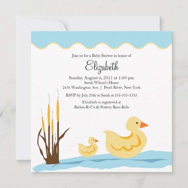 Invitation MIGNONNE de baby shower de canard de (Devant)