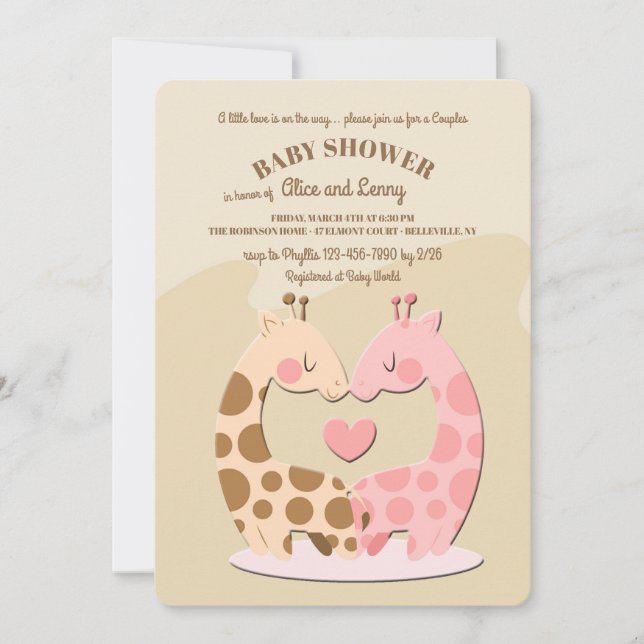 Invitation mignonne de baby shower de couples de (Devant)