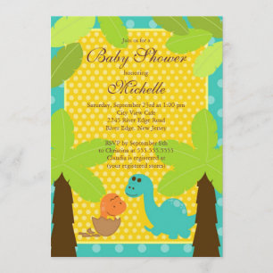 Invitation mignonne de baby shower de Dinasaur de