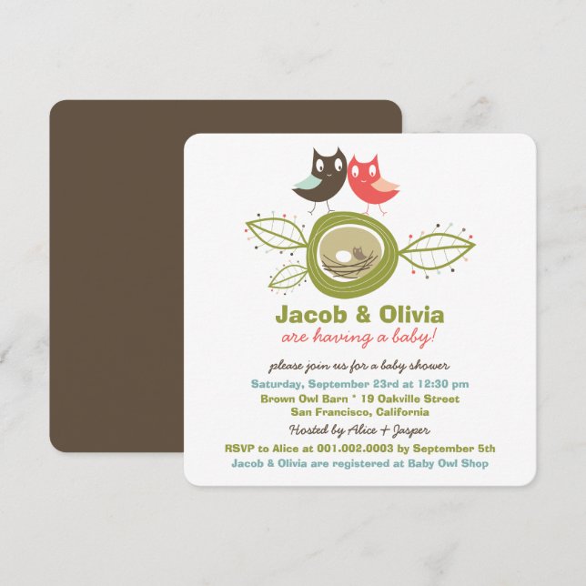 Invitation mignonne de baby shower de famille de (Devant / Derrière)