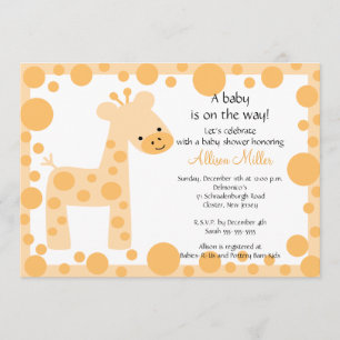 Invitation mignonne de baby shower de girafe