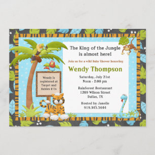 Invitation mignonne de baby shower de jungle