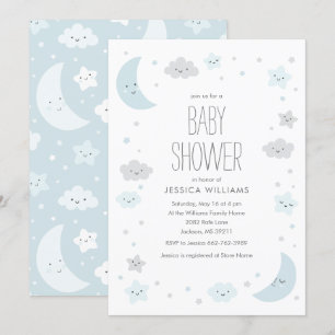 Invitation mignonne de baby shower de lune et de