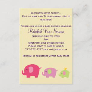 Invitation mignonne de baby shower d'éléphants