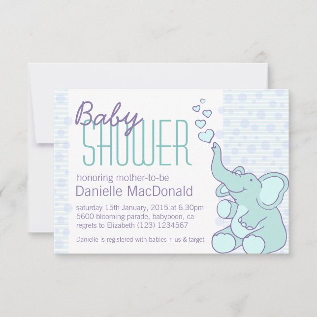 Invitation mignonne de bleu d'aqua de baby shower (Devant)
