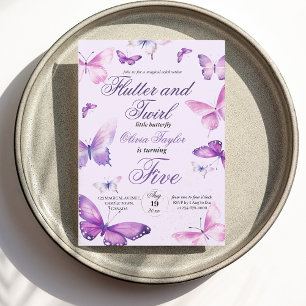 Invitation Mignonne Elegant Butterfly Girls 5e anniversaire