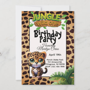 Invitation Mignonne Empreinte de léopard Kitty Chat Wild Un A