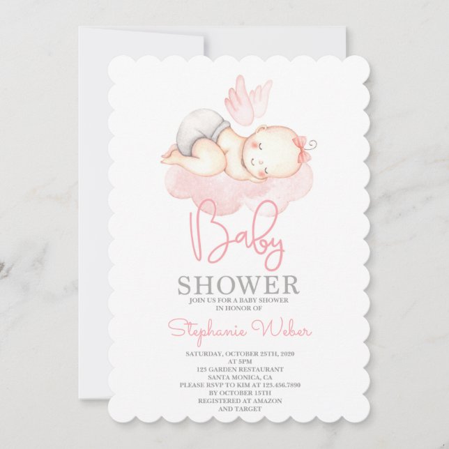 Invitation Mignonne fille Baby shower (Devant)