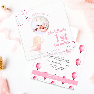 Invitation Mignonne fille lapin Whimsical 1er anniversaire ph