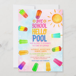 Invitation Mignonne Fin de l'école bonjour fête au bord de la