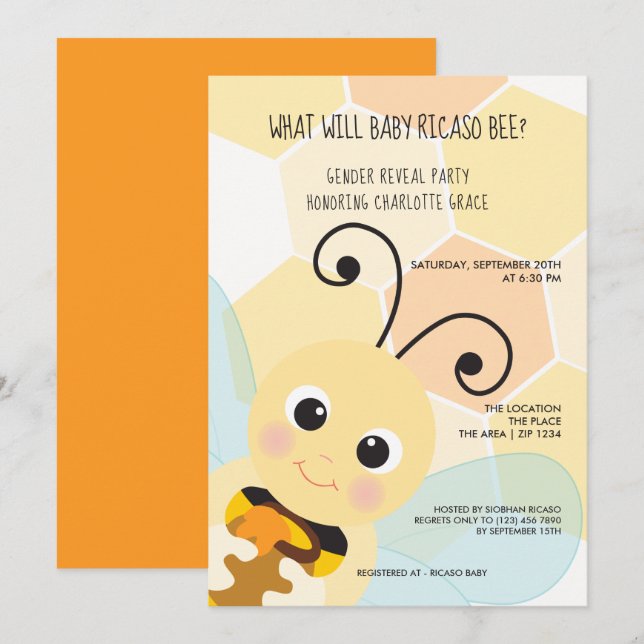 Invitation Mignonne Genre Révèle Ce Qui Va Bébé Baby shower A (Devant / Derrière)