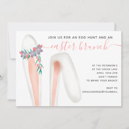 Invitation Mignonne lapin lapin oreille corail brunch chasse 