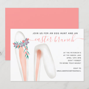 Invitation Mignonne lapin lapin oreille corail brunch chasse 
