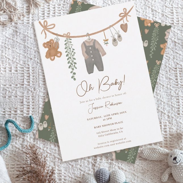 Invitation Mignonne ligne de vêtements neutre genre baby show (Créateur téléchargé)