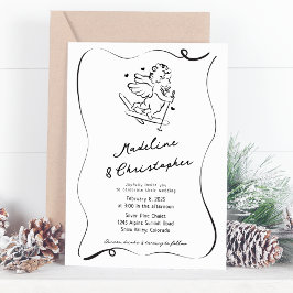 Invitation Mignonne Mains Whimsical Tirée Cupide Ski Mariage