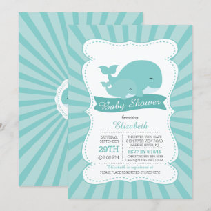 Invitation Mignonne maman avec Bébé Whale Boys Baby shower