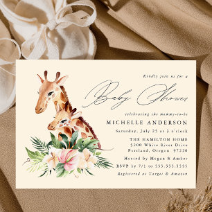 Invitation Mignonne maman et Baby shower bébé Giraffe