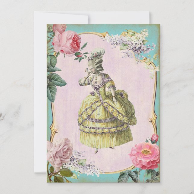 Invitation Mignonne Marie Antoinette - RSVP / (Devant)