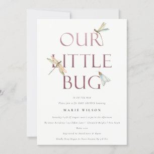 Invitation Mignonne notre petit Baby shower de libellules ros