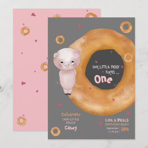 Invitation Mignonne "NOTRE PETITE PIGGIE"   "Amour & Bagels"