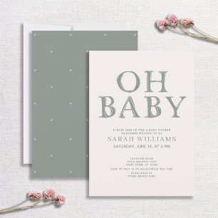 Invitation Mignonne Oh Baby Green Dots Baby shower minimal
